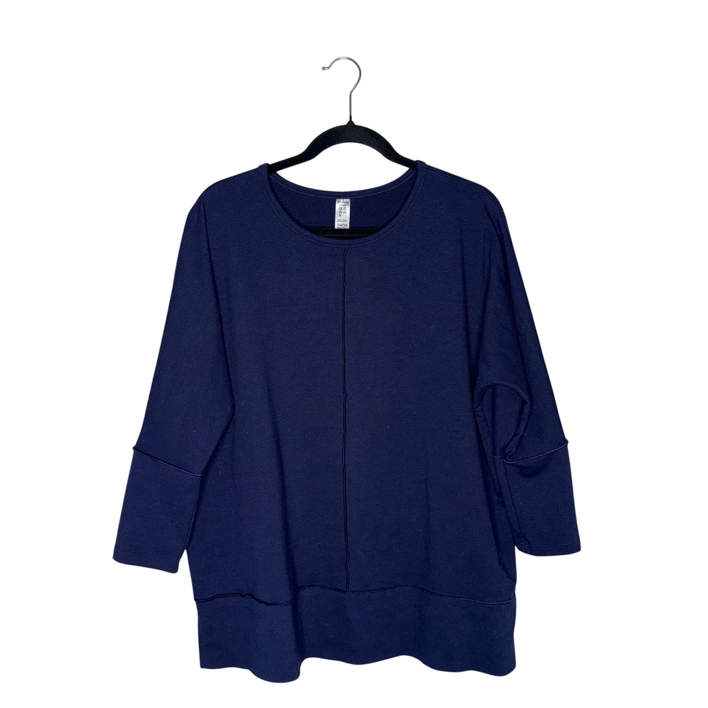 Spanx AirEssentials Tunic Women Medium Navy Blue Excellent 3/4 Sleeve Crew Neck‎